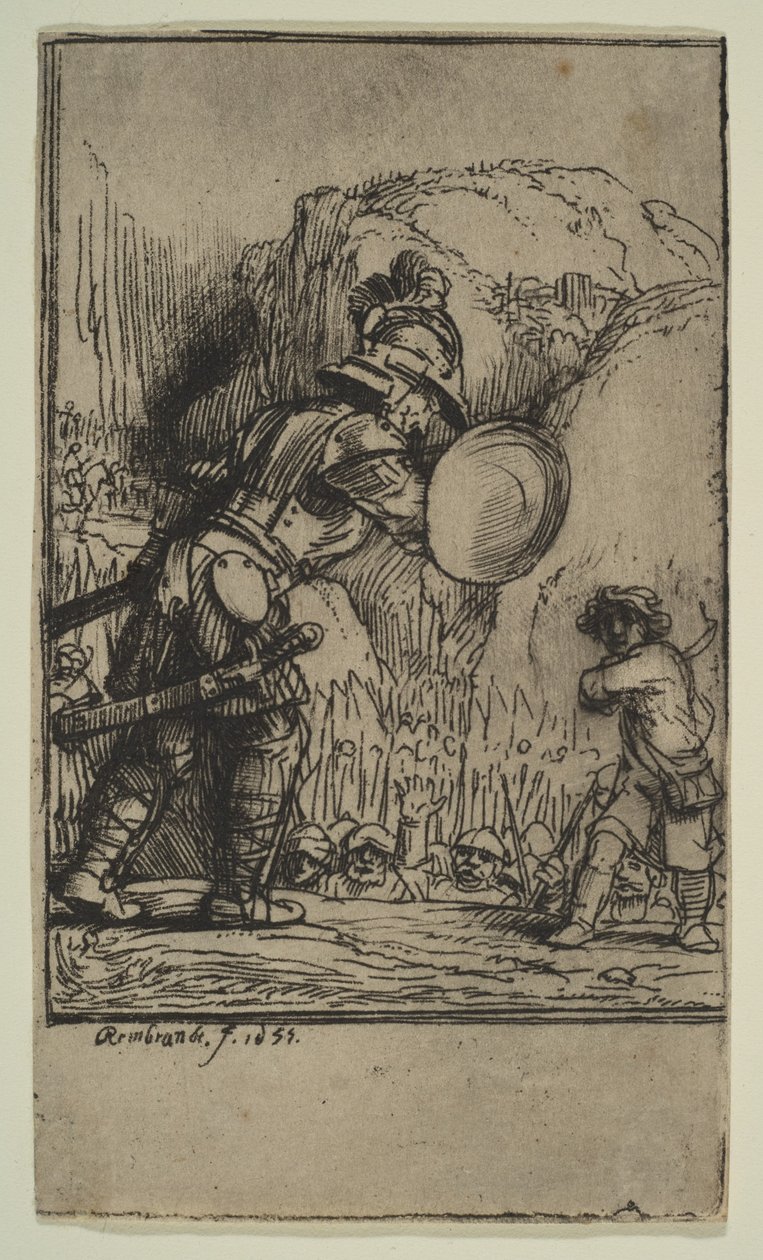 David en Goliath, 1655 door Rembrandt van Rijn