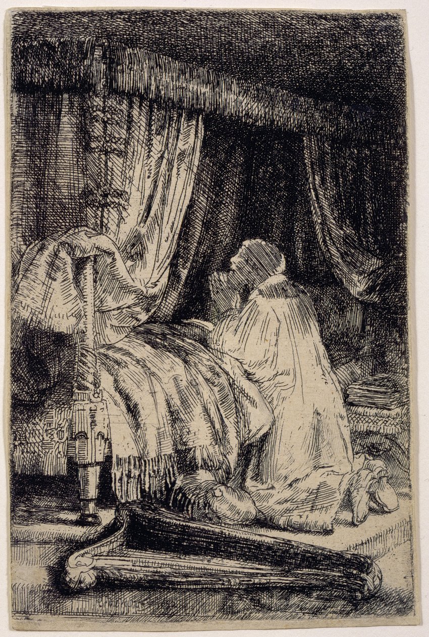 David in gebed door Rembrandt van Rijn