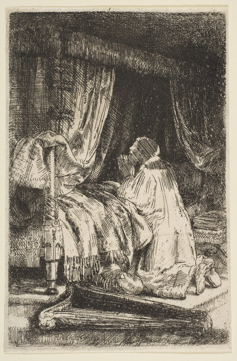 David in gebed door Rembrandt van Rijn