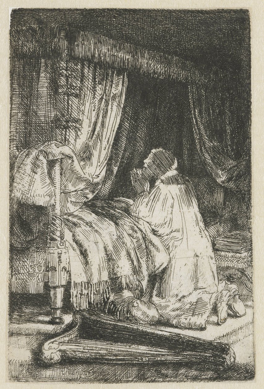 David in gebed door Rembrandt van Rijn