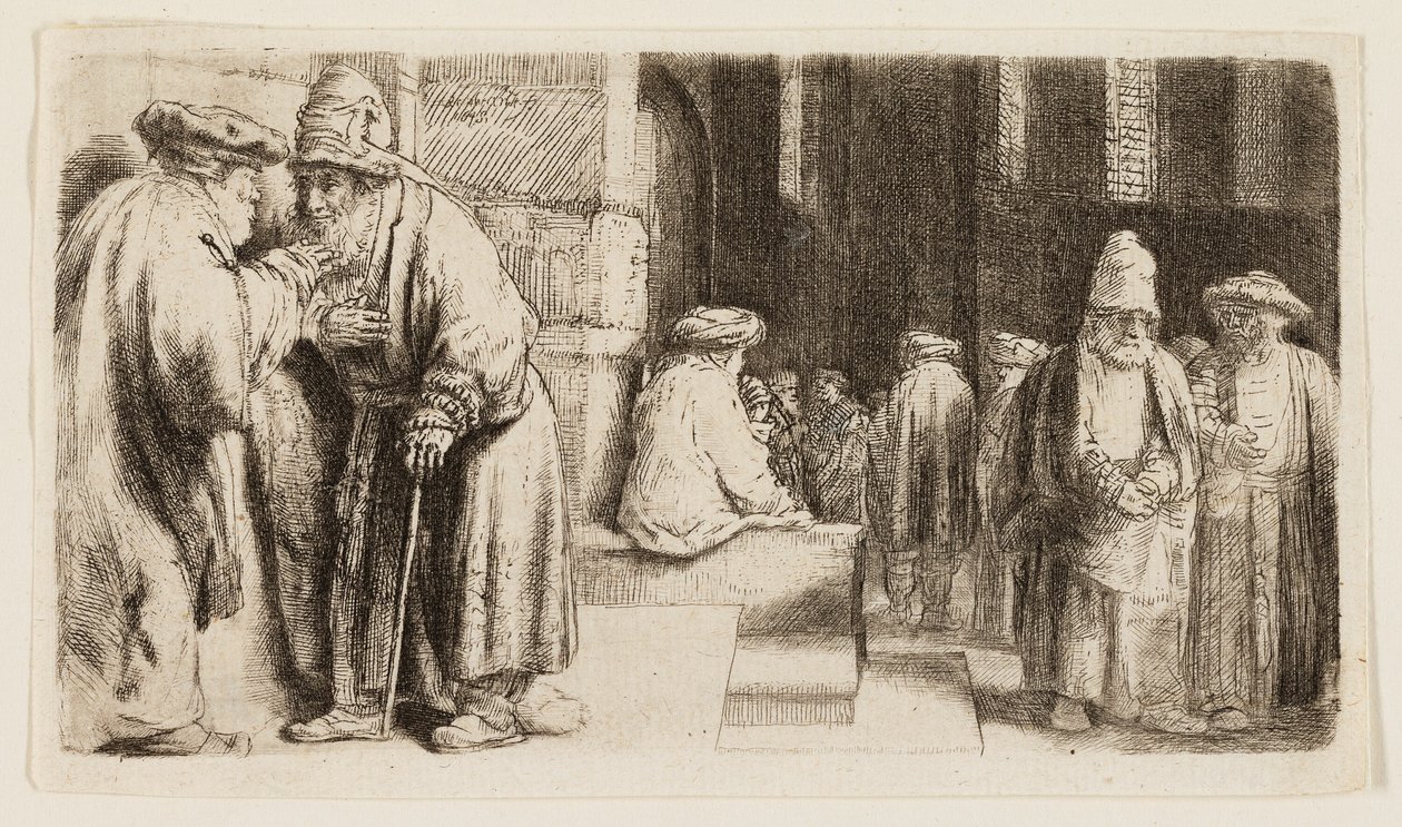 Joden in de Synagoge door Rembrandt van Rijn