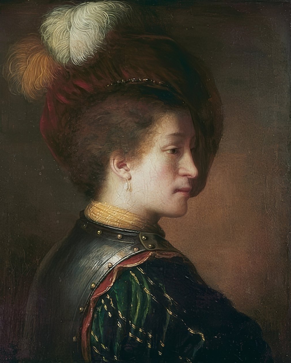 Man met verenhoed door Rembrandt van Rijn
