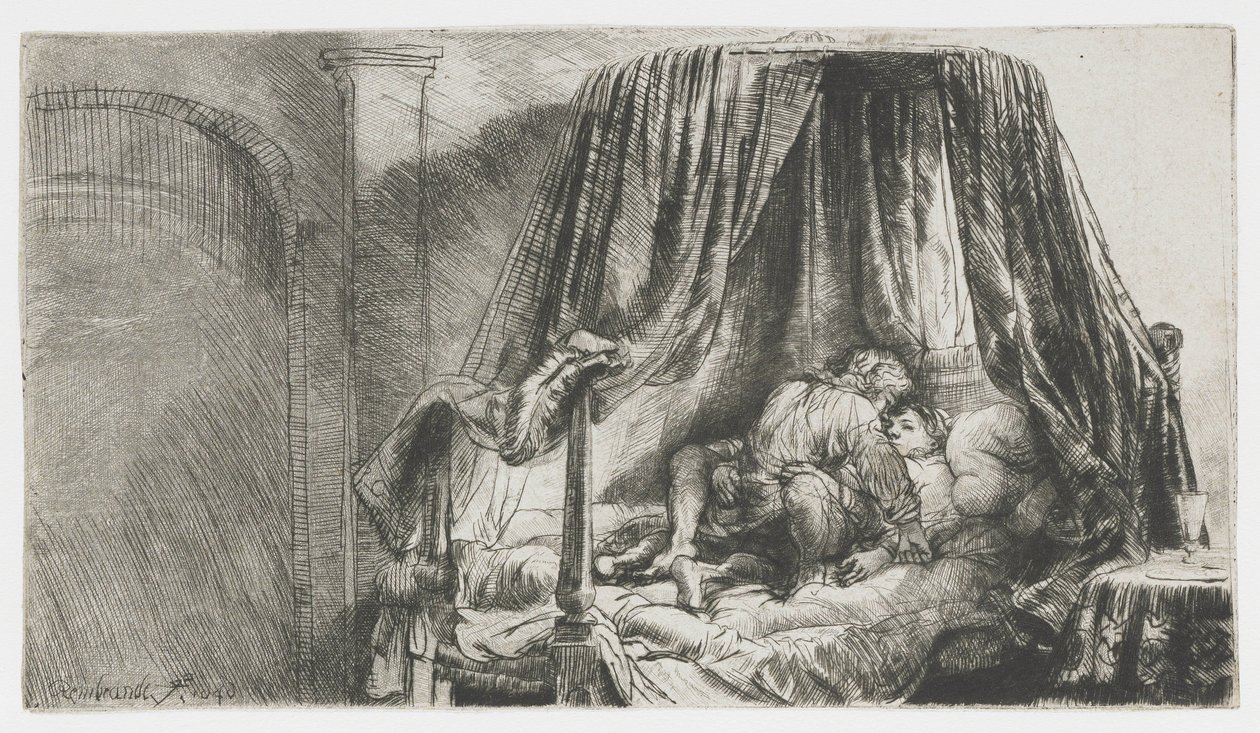 Het Franse bed door Rembrandt van Rijn