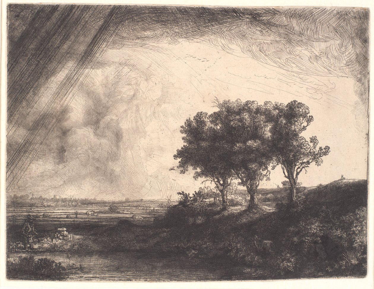 De drie bomen door Rembrandt van Rijn