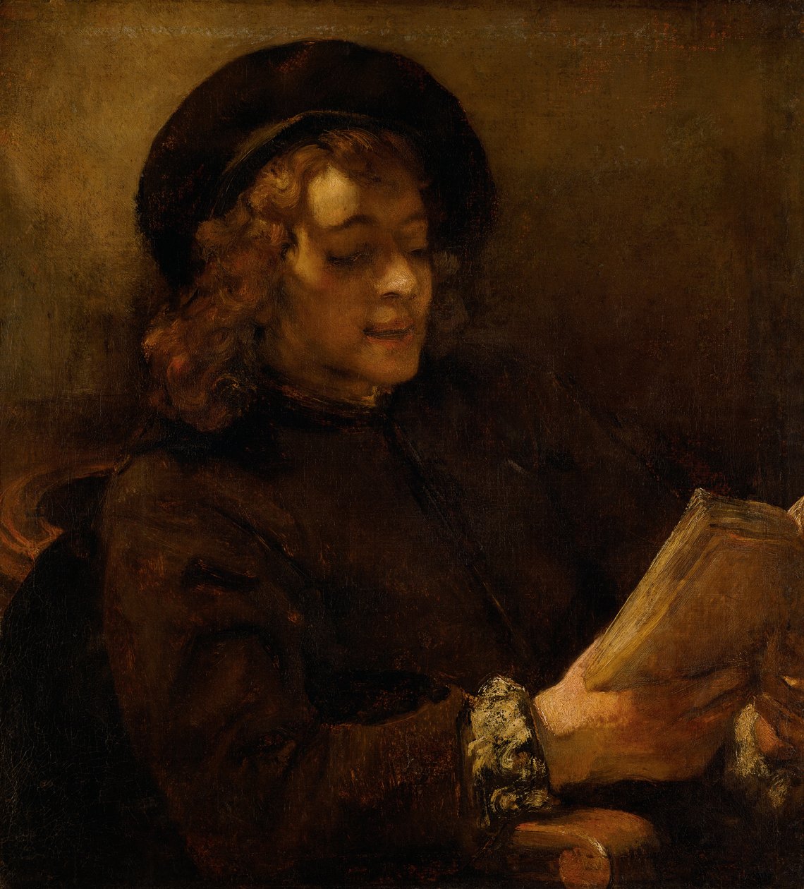 Titus van Rijn, de Zoon van de Kunstenaar, Lezend door Rembrandt van Rijn