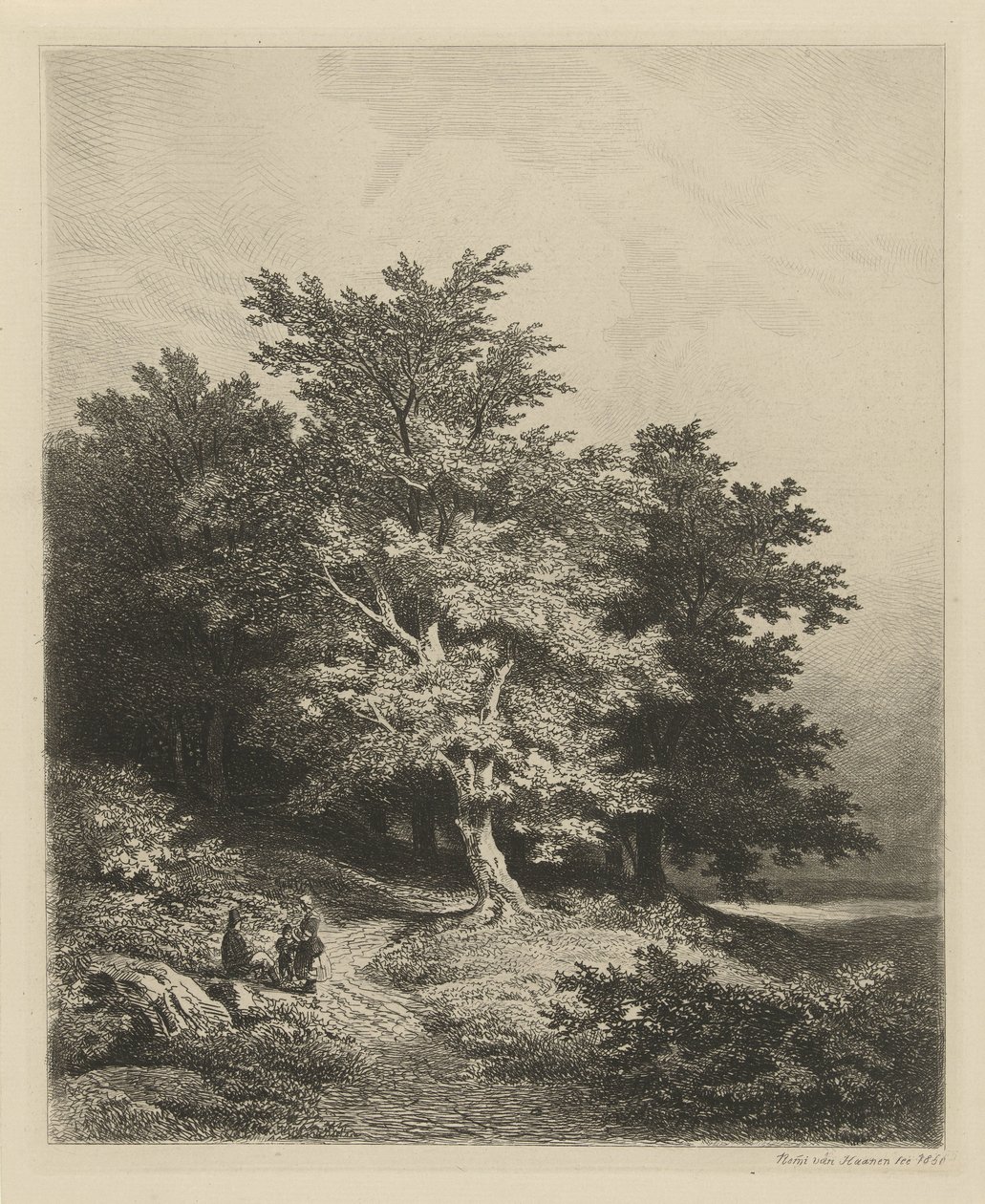 Figuren bij een bosrand door Remigius Adrianus Haanen