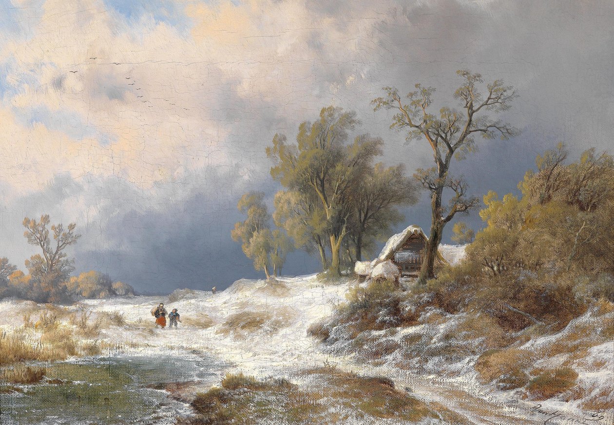 Winterlandschap (1869) door Remigius Adrianus Haanen
