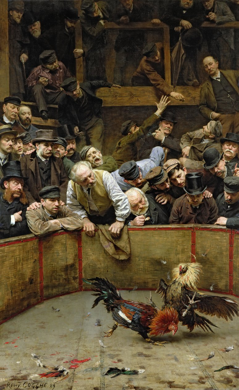 Het hanengevecht, 1889 door Remy Cogghe