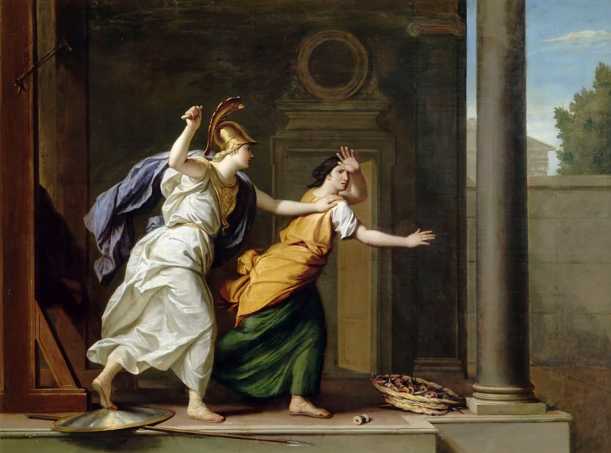 Minerva en Arachne door René Antoine Houasse