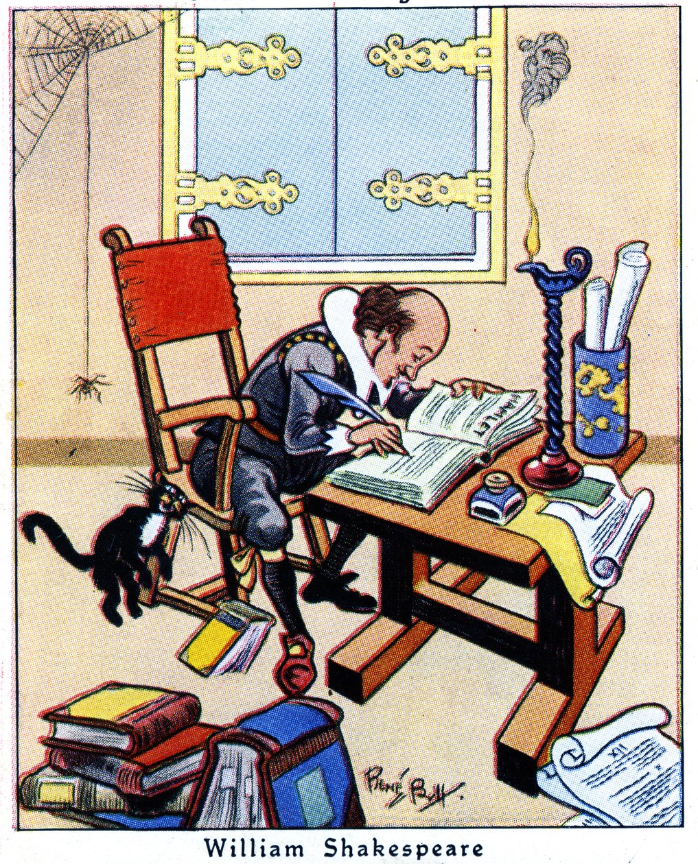 Shakespeare schrijft Hamlet, 1936 door René Bull