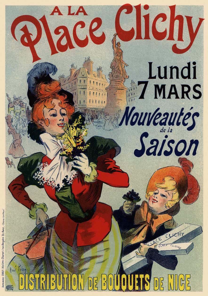 A la Place Clichy Poster, 1890s door René Louis Péan