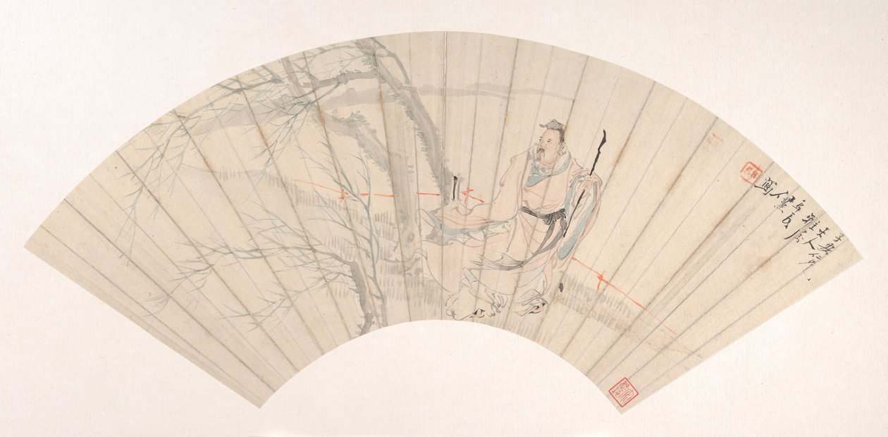 Geleerde in de wind, ca. 1880 door Ren Xun