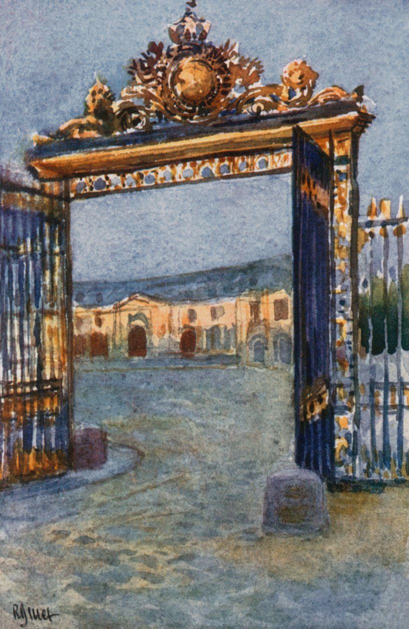 Poort van het Paleis en Grote Stallen, Versailles door Rene Binet