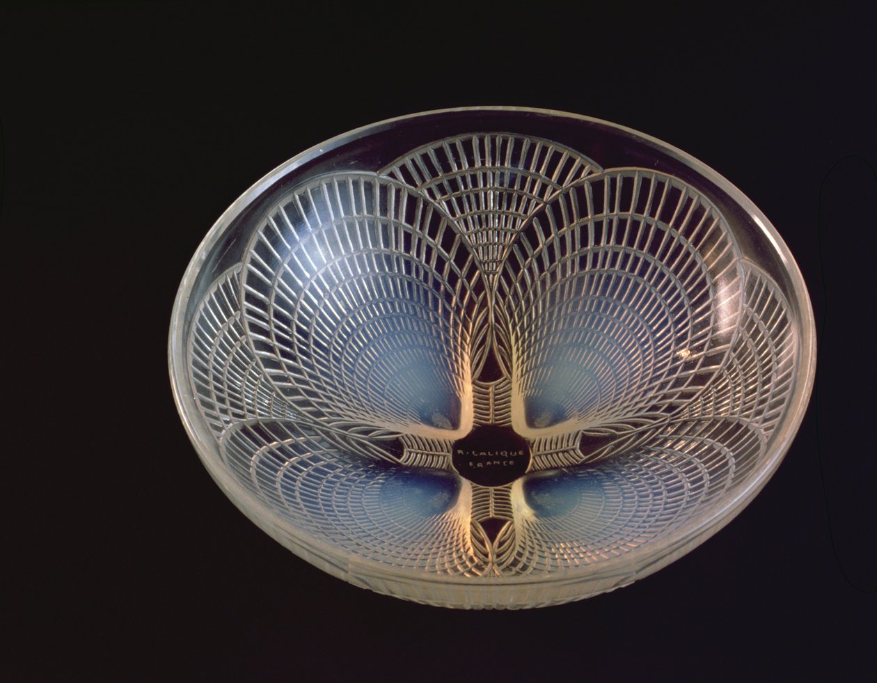 Coquilles, een opalescent glazen vaas gevormd met overlappende sint-jakobsschelpen door Lalique door Rene Jules Lalique