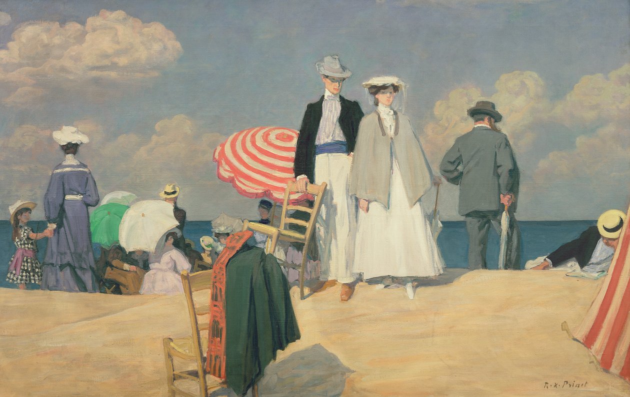 Het Strand van Cabourg door René François Xavier Prinet