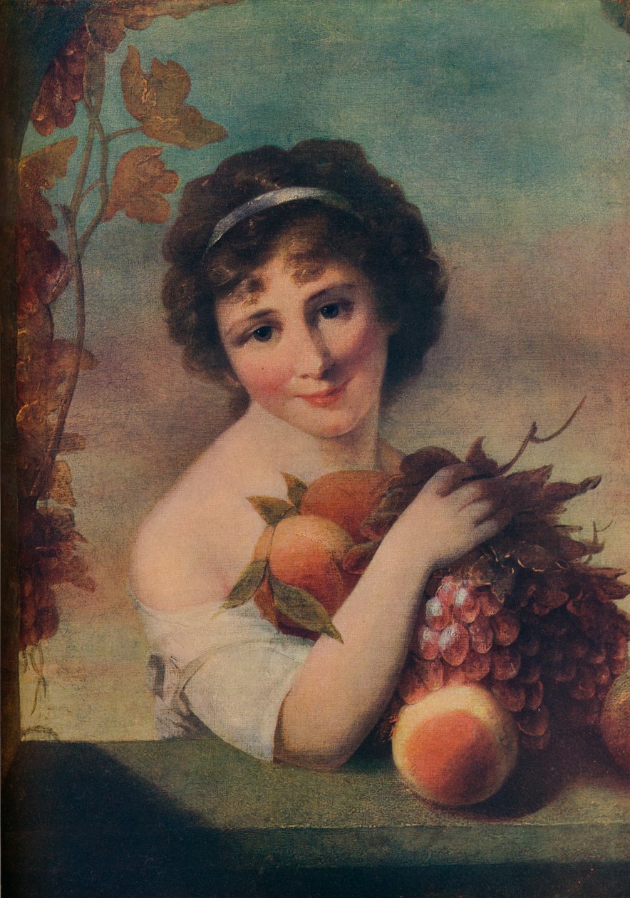 Meisje met fruit door Rev. Matthew William Peters