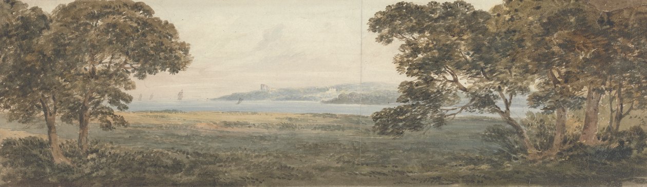 Bosrijk Landschap met Uitzicht op een Estuarium door Rev. William Gilpin