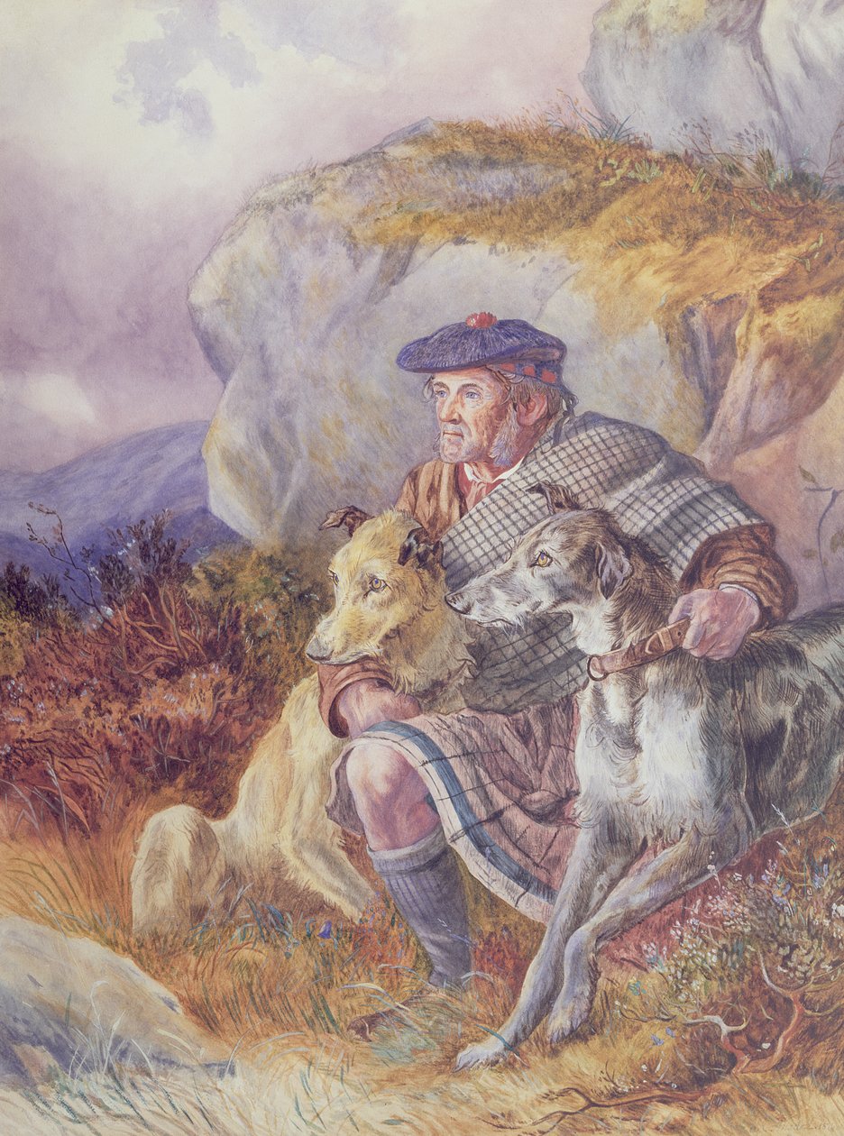 Ghillie en Deerhounds, 1874 door Richard Ansdell