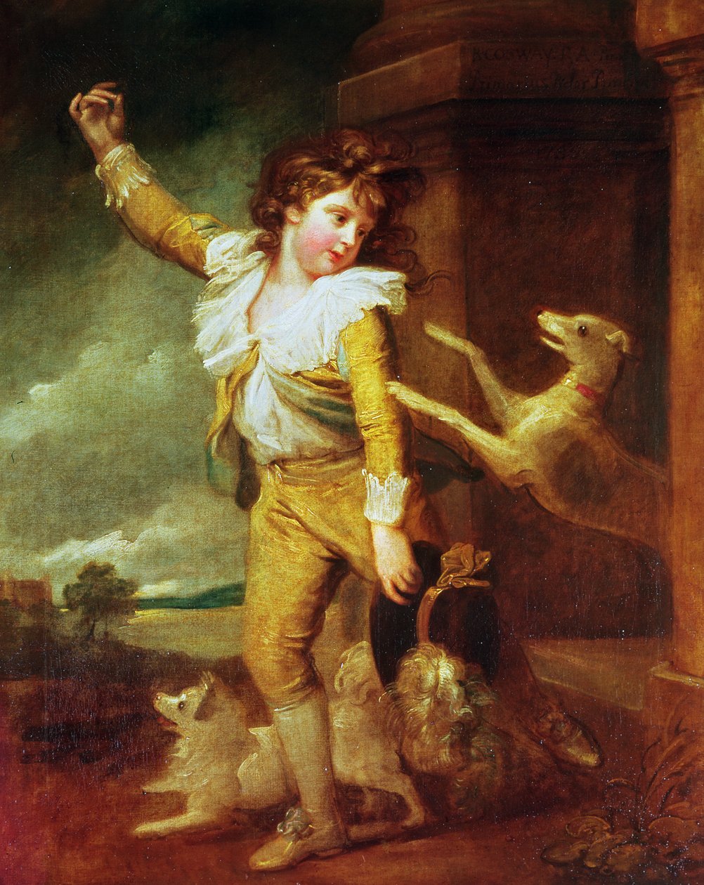 Jongen met honden door Richard Cosway