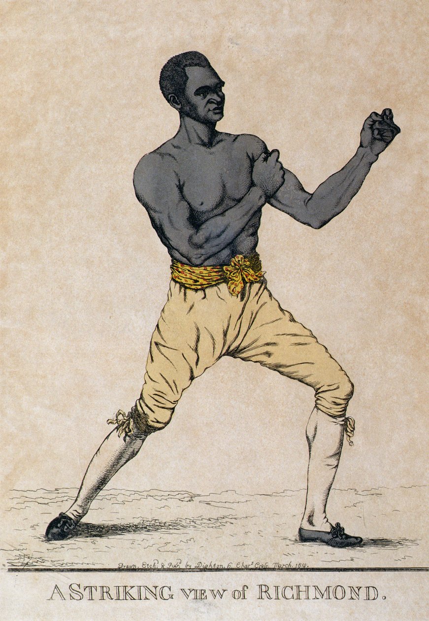 Een opvallend uitzicht op Richmond, een portret van de bokser, 1810 door Richard Dighton