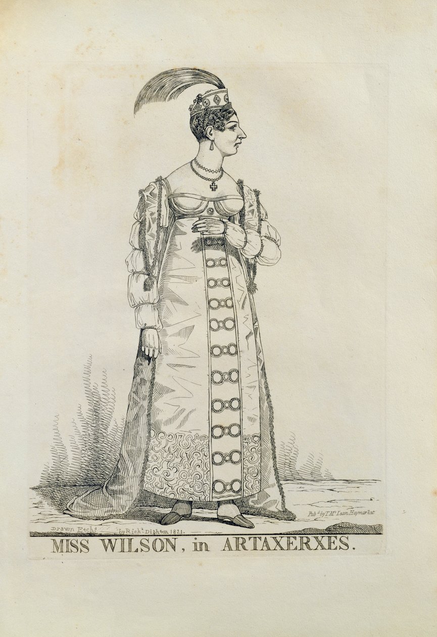 Miss Wilson in Artaxerxes, 1821 door Richard Dighton