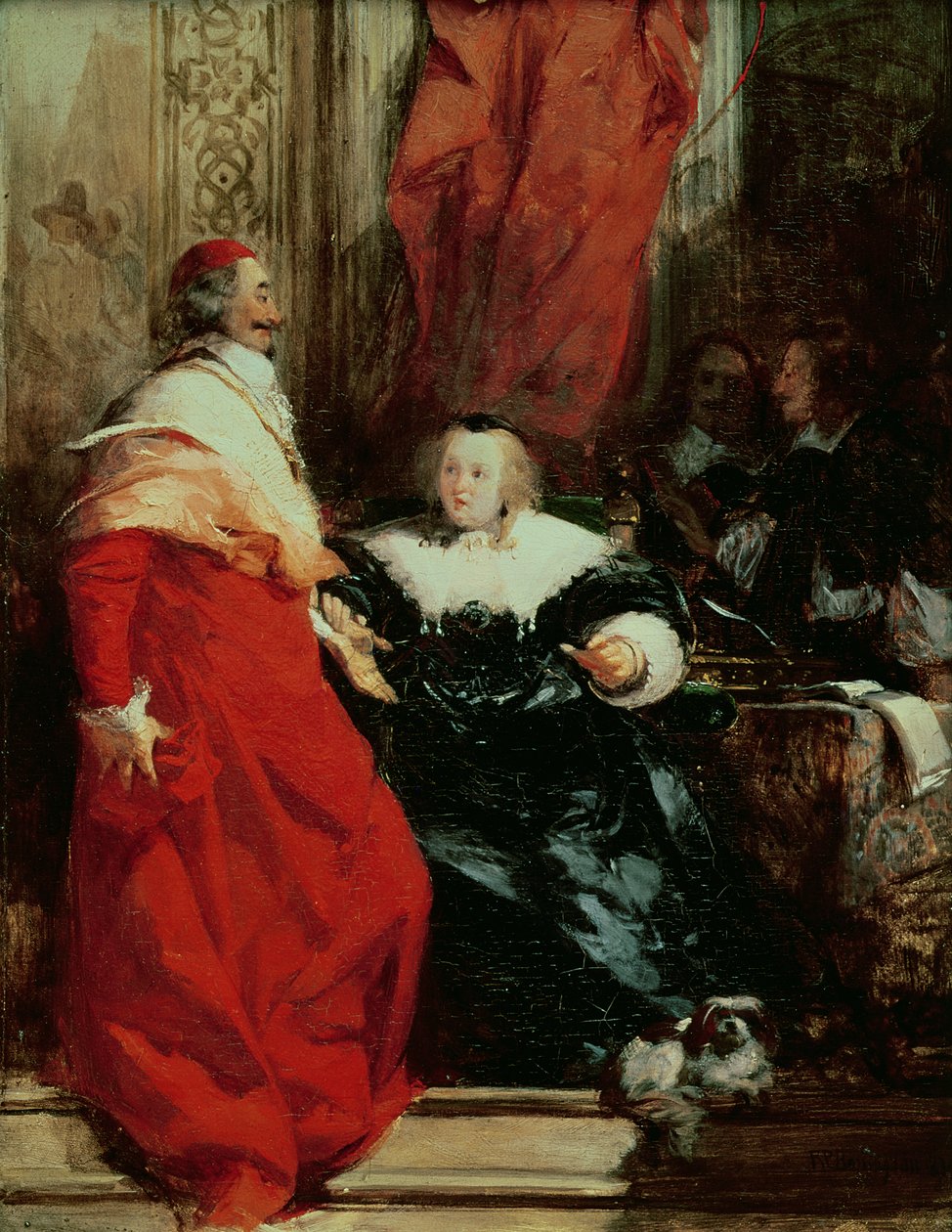 Anna van Oostenrijk (1601-66) met kardinaal Mazarin (1602-61) door Richard Parkes Bonington