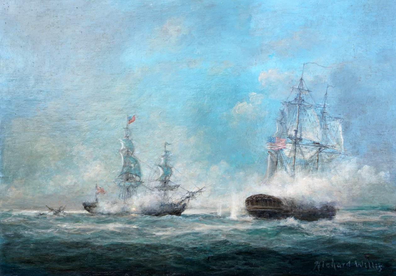 Gevecht tussen de Macedoniër en de Verenigde Staten 1812 door Richard Willis