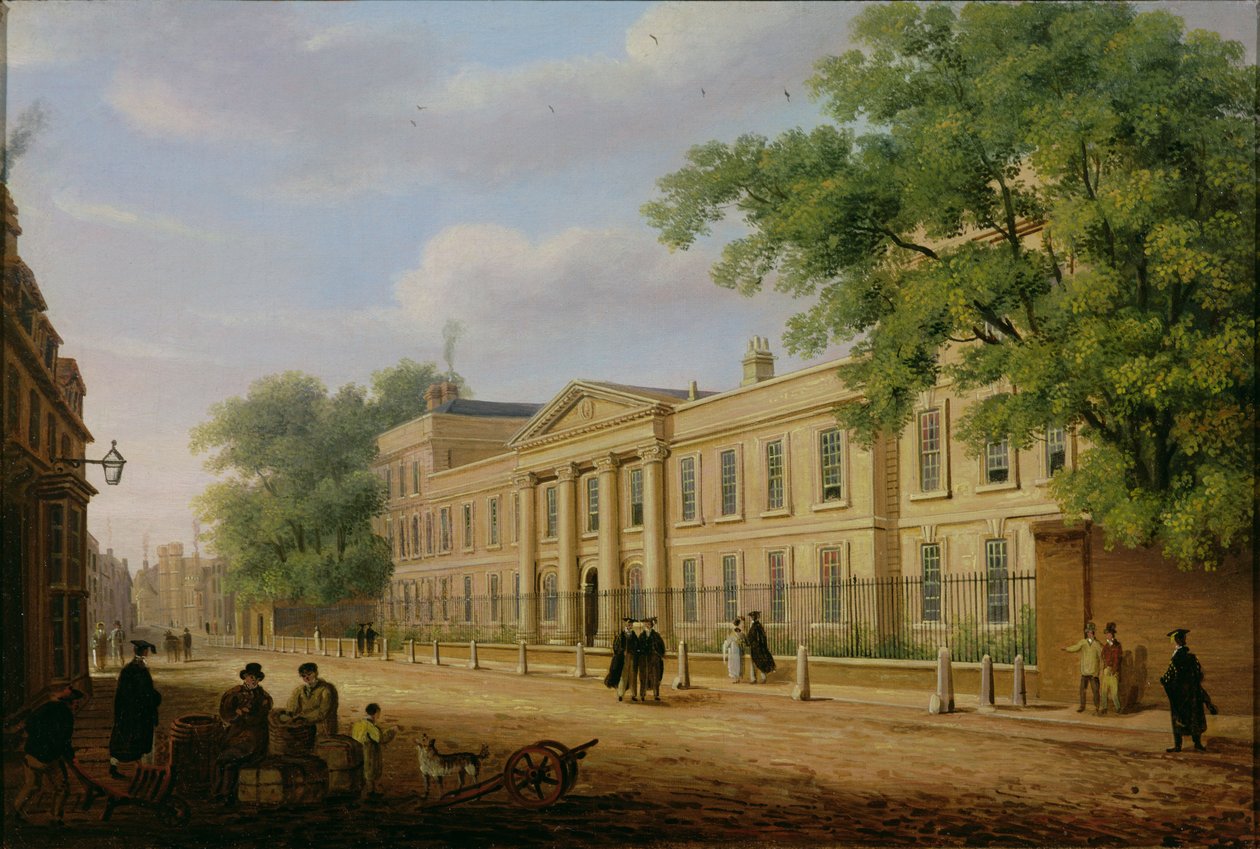 Zicht op Emmanuel College, Cambridge University door Richard Bankes Harraden