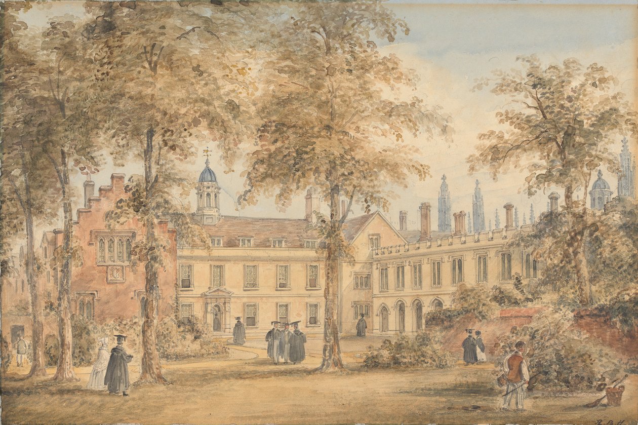 Trinity Hall vanuit de tuin, Cambridge door Richard Banks Harraden