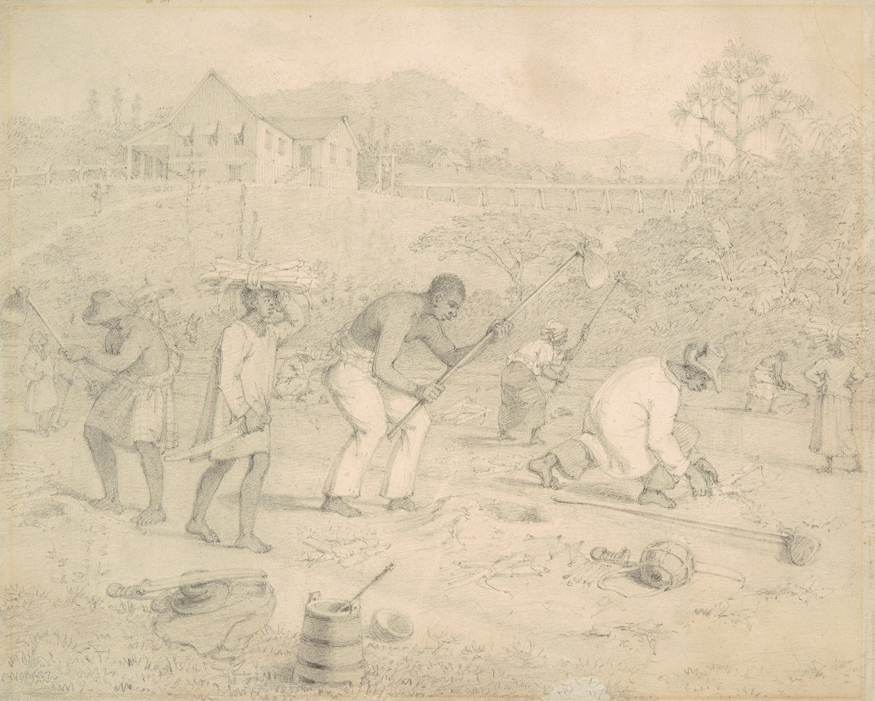 Het planten van suikerriet (Trinidad) door Richard Bridgens