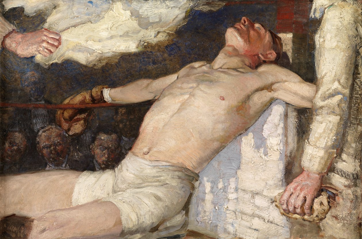 Tussen Rondes (olieverf op doek) door Richard E. Clarke