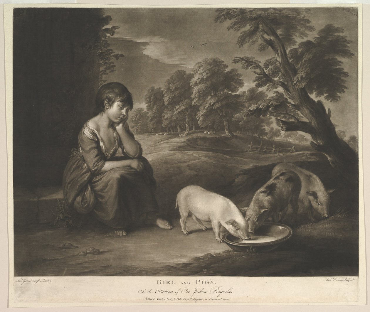 Meisje en varkens, 1783 door Richard Earlom