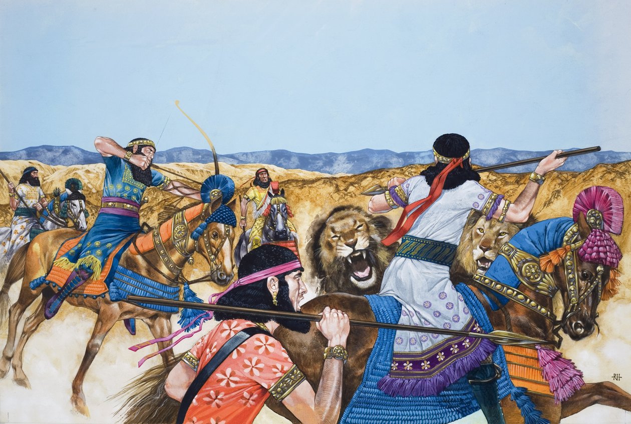 Krijgers (gouache op papier) door Richard Hook