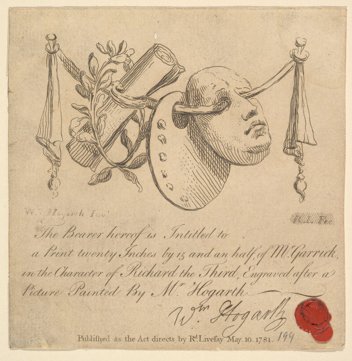 Masker en palet, 1781 door Richard Livesay