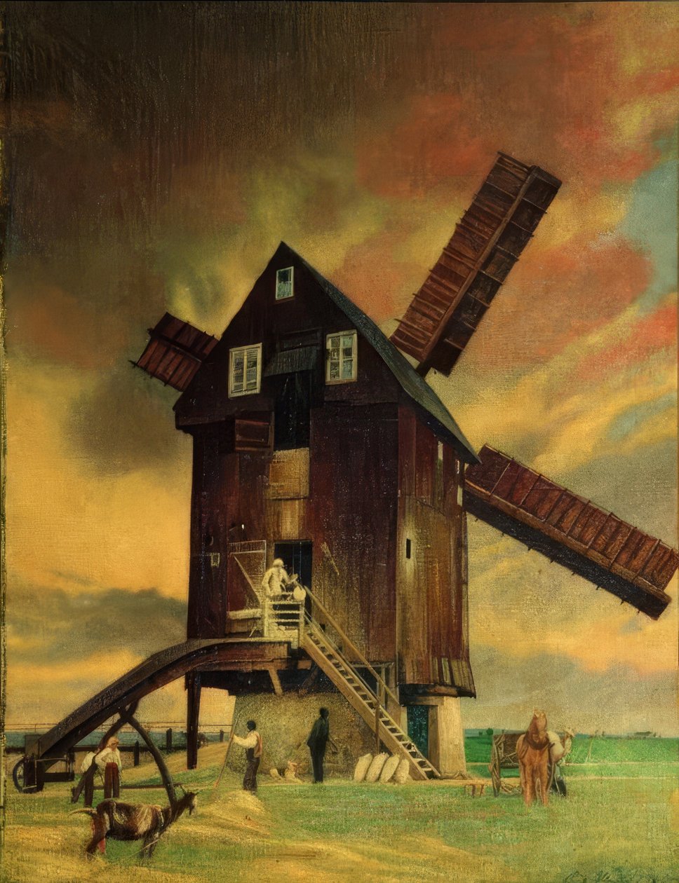 Oude windmolen in Roitzsch bij Wurzen door Richard Mueller