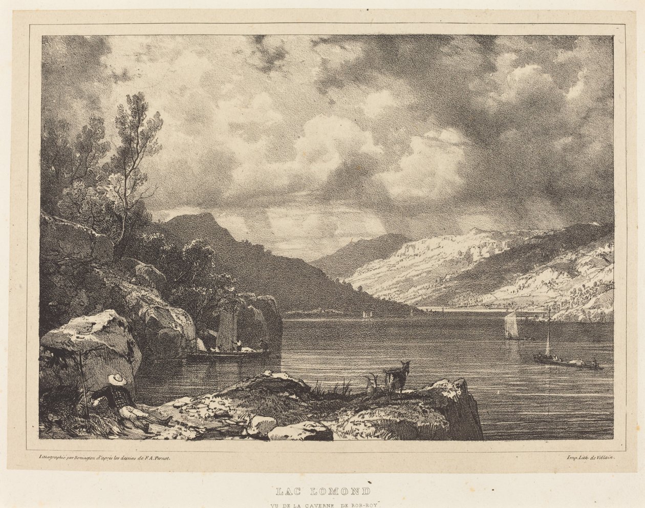 Meer Lomond door Richard Parkes Bonington after Francois Alexandre Pernot