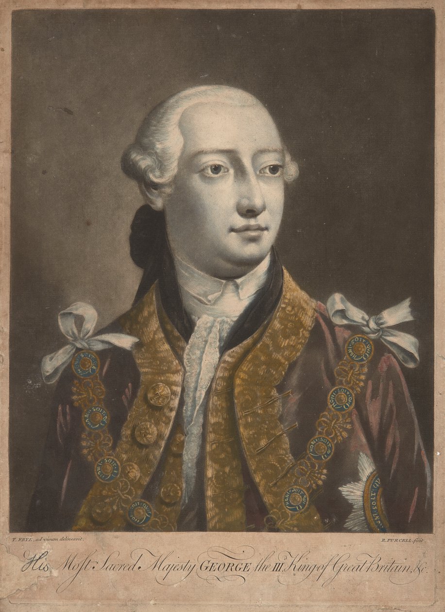 Koning George III, ca. 1762 (mezzotint) door Richard Purcell