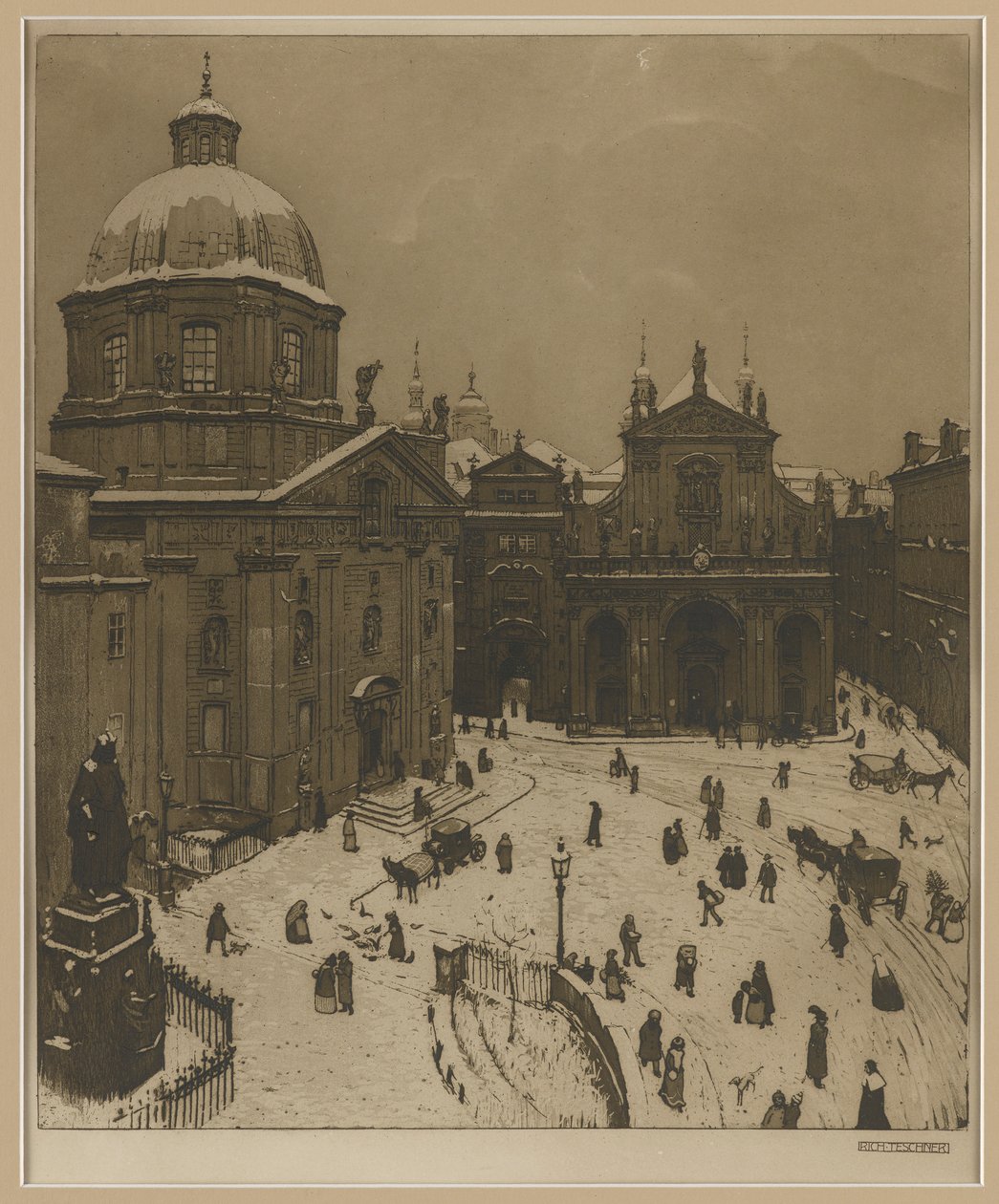 Der Kreuzherrenplatz in Praag door Richard Teschner