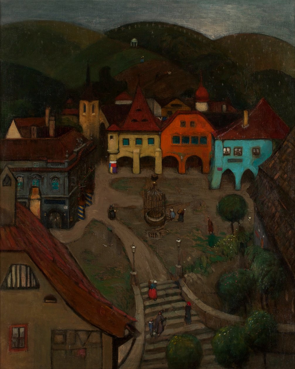 Kleine stad door Richard Teschner