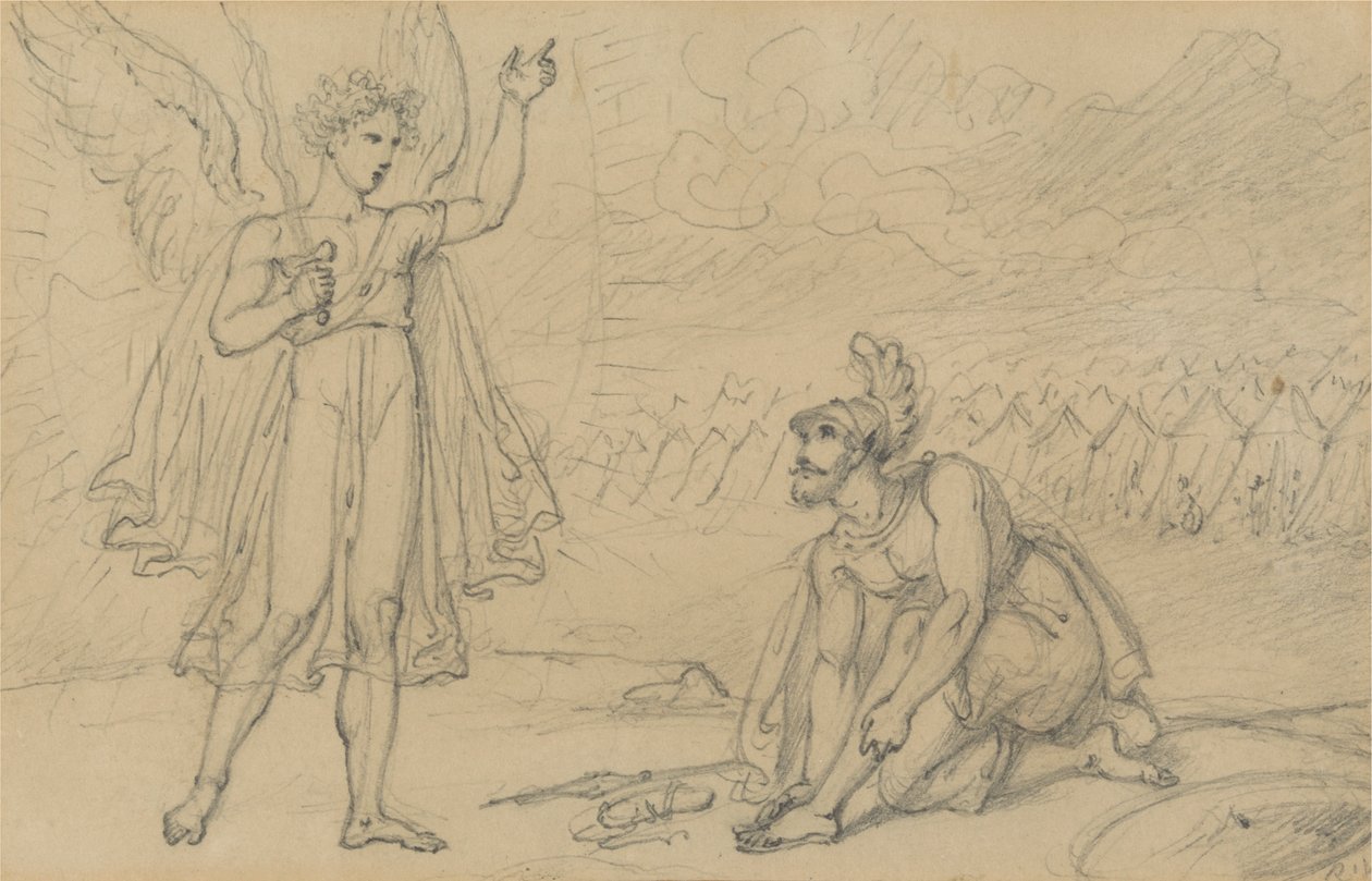 Jozua en de Engel (Jozua 5:13) door Richard Westall