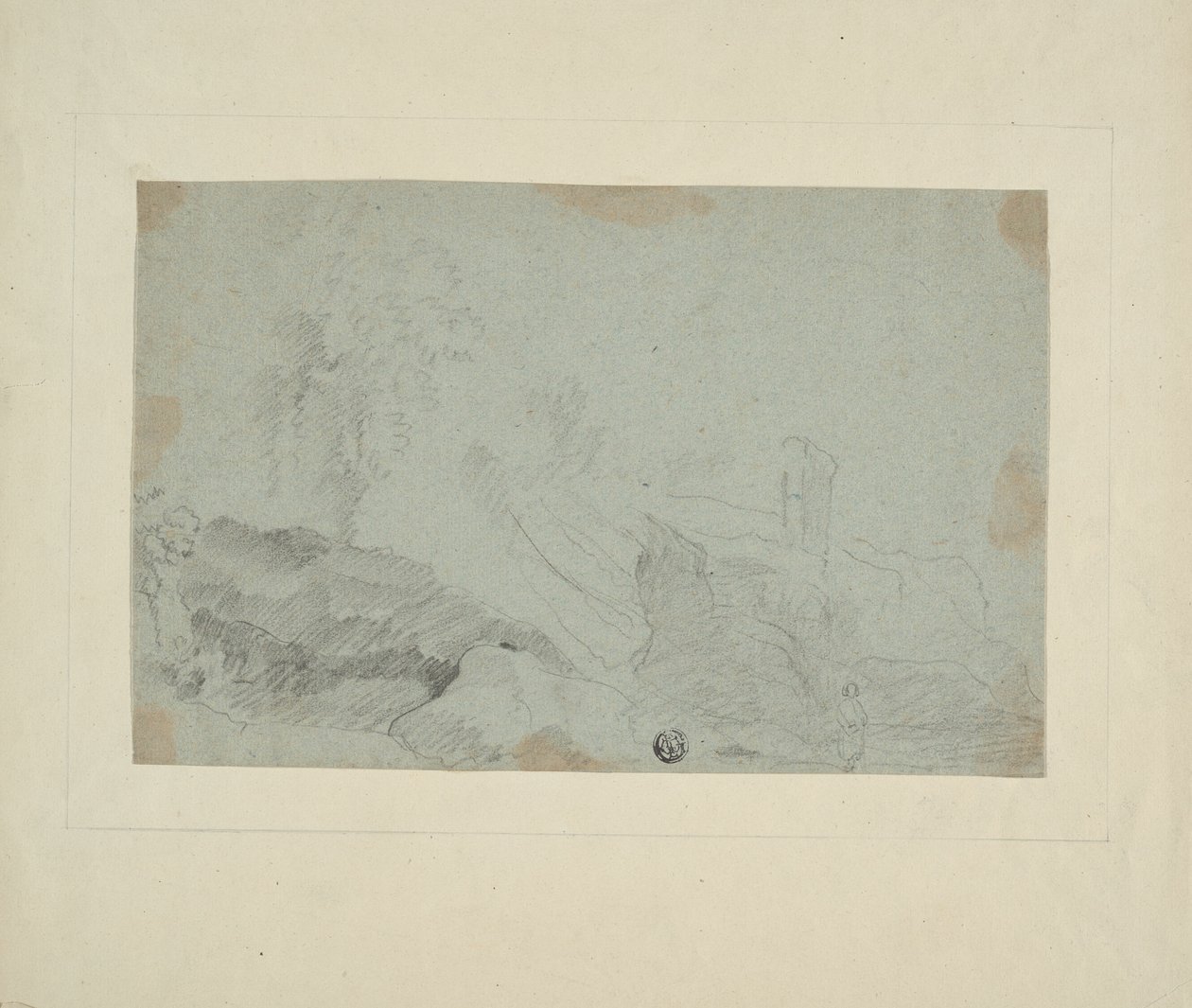 Rotsachtig landschap met staande figuur door Richard Wilson