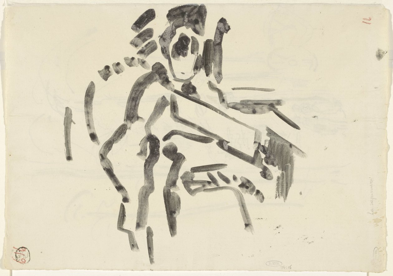 Schets van een zittende figuur door Rik Wouters