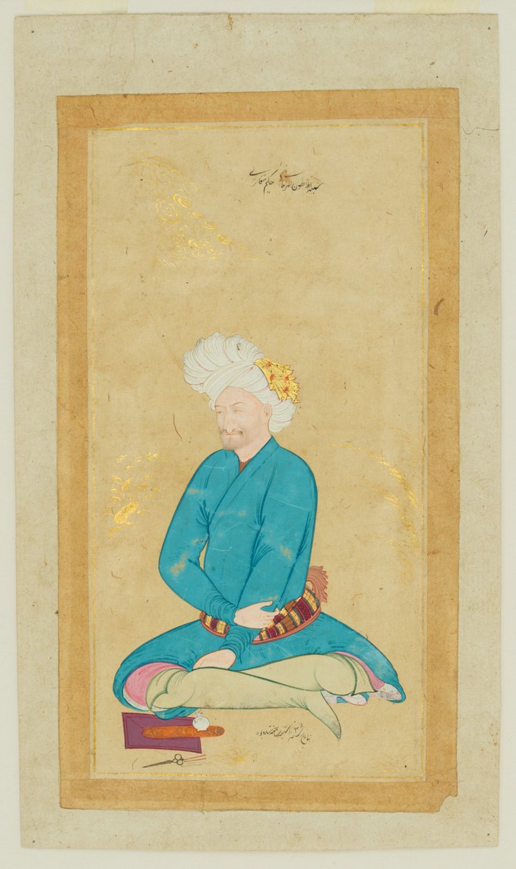 Portret van Hakim Shifaeh, 1628-29 door Riza i Abbasi