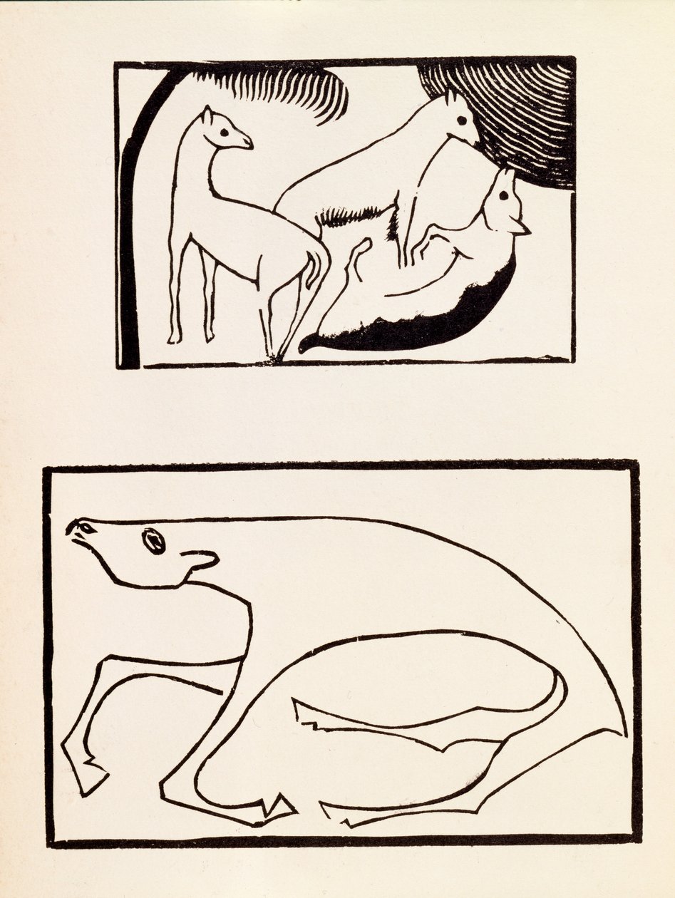 De Dieren, illustratie uit een volume met houtsneden door zeven kunstenaars, uitgegeven door de Omega Workshops Ltd, Londen, 1918 door Roald Kristian