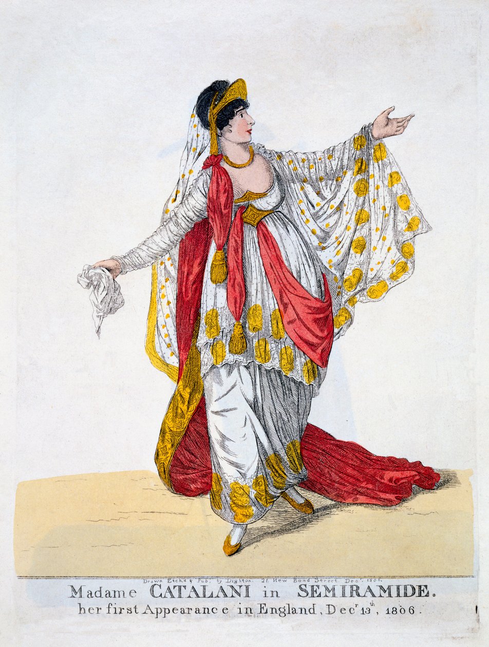 Madame Catalani in de titelrol van Semiramide, 1806 door Robert Dighton