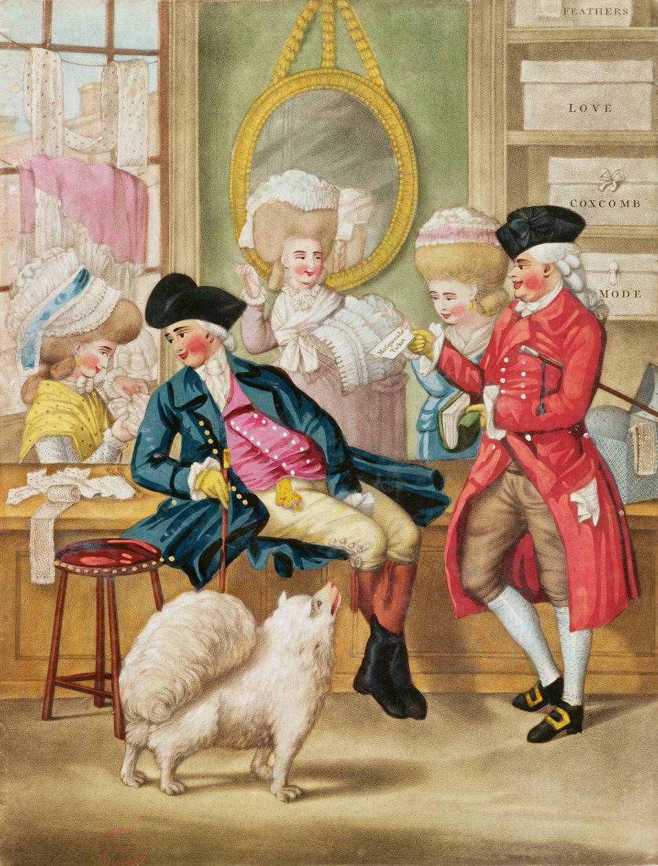 De Ochtendwandeling of de Hoedenwinkel, 1782 door Robert Dighton