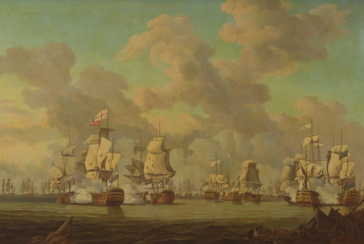 Lord Rodneys overwinning op de Franse vloot bij Dominica, 1782 door Robert Dodd