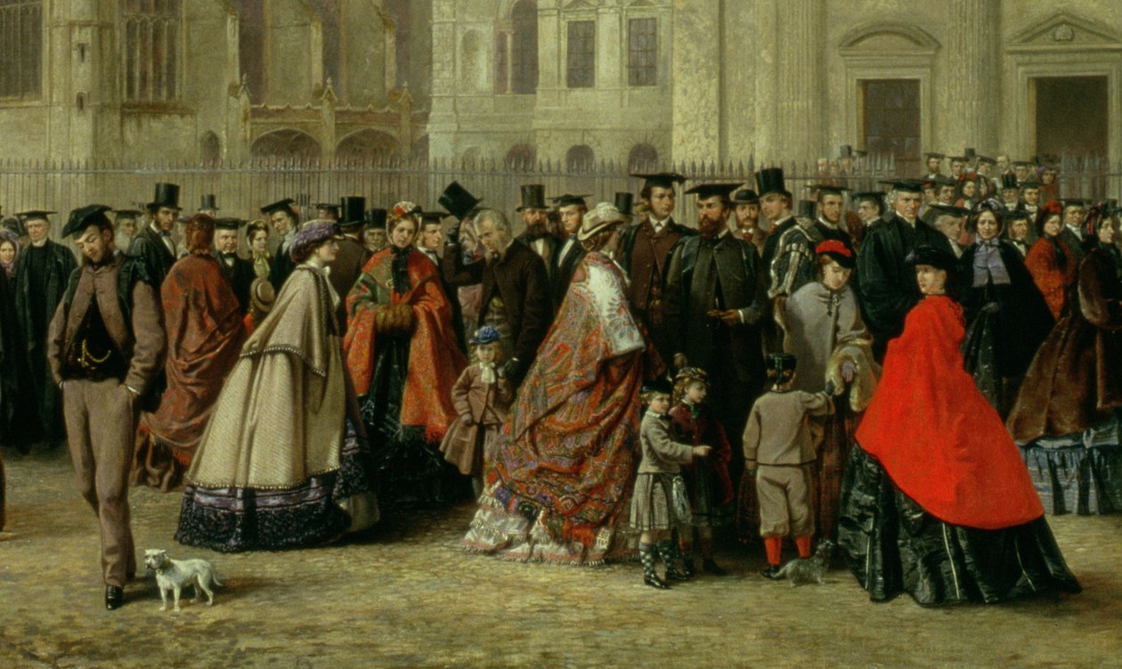 Graadceremonie in Cambridge in 1863 (detail) door Robert Farren