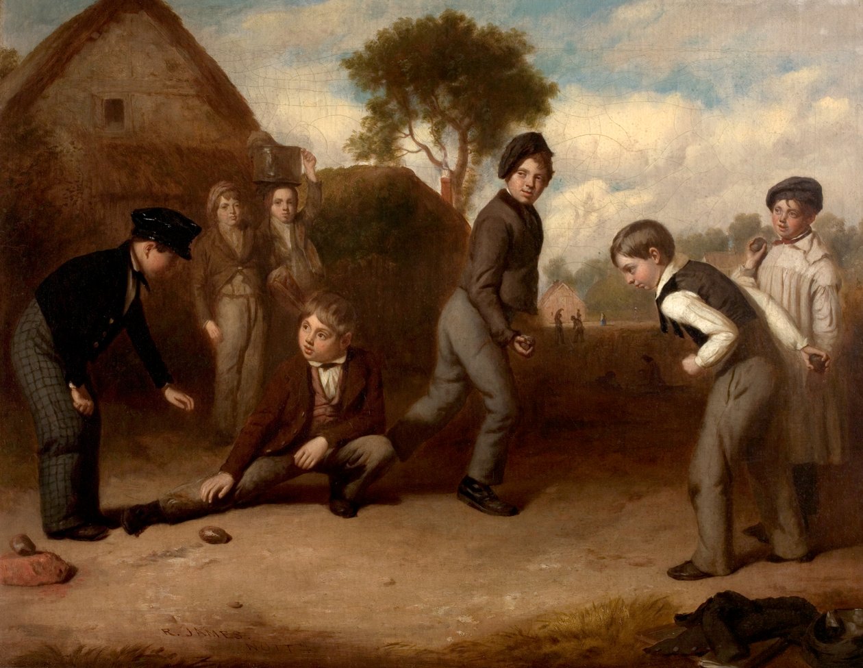 Jongens spelen Duckstone, c.1845 door Robert James