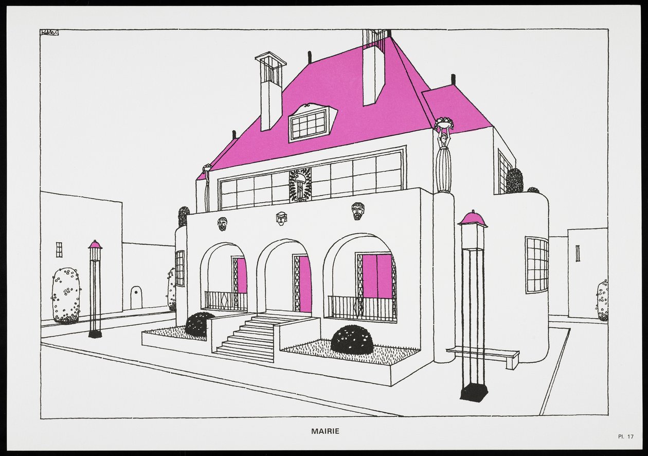 Mairie, uit Une Cite Moderne, Dessins de Rob Mallet-Stevens Architecte, 1987 door Robert Mallet Stevens